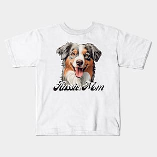 Aussie Mom T-Shirt - Dog Lover Gift, Pet Parent Apparel Kids T-Shirt